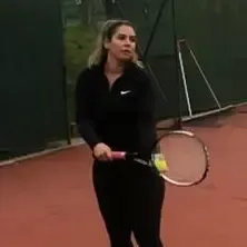 Portrait of Artijeta Goxhuli, tennis coach at Blackheath Lawn Tennis Club